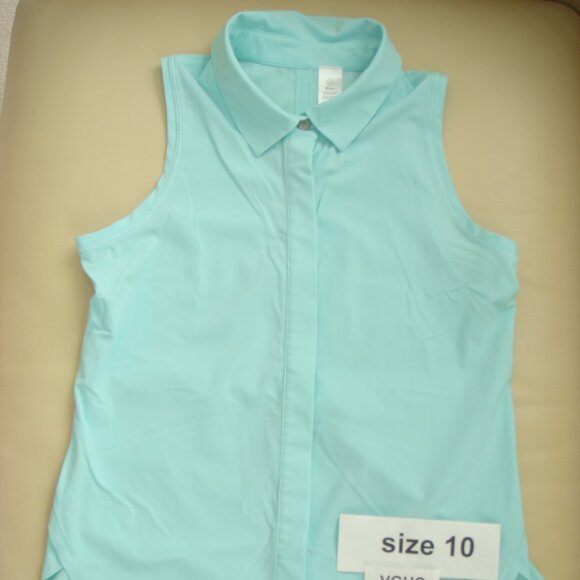 Ivivva Girl by Lululemon 🍋To The Tee Tank Mint Buttons Collar size 10 - Picture 3 of 3